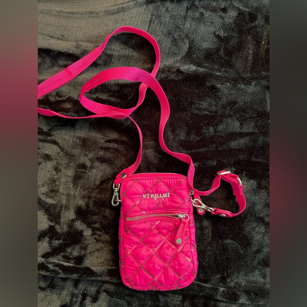 MZ Wallace Fuchsia Quilted Crossbody Bag